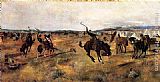 Charles Marion Russell Canvas Paintings - Breaking Camp